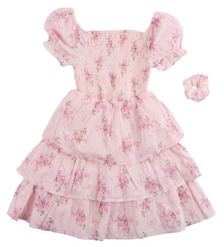 Thumbnail 1: SECONDARY Big Girls Tiered Smocked Puff Sleeve Dress 