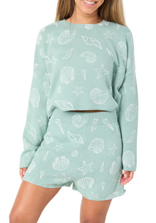 Thumbnail 1: MOON & MADISON Juniors Shell Print Knit Sweater 