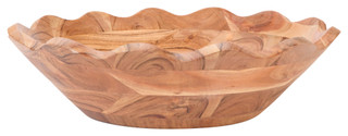 Thumbnail 1: GO HOME  15 In Wooden Scalloped Edge Serving Bowl 