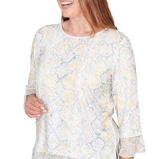 Thumbnail 4: Alfred Dunner Womens 3Q Sleeve Python Print Top 