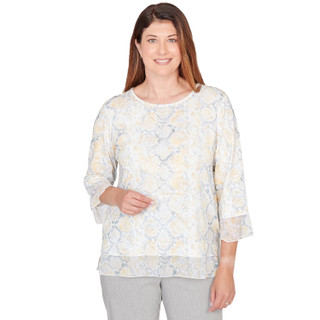 Thumbnail 1: Alfred Dunner Womens 3Q Sleeve Python Print Top 