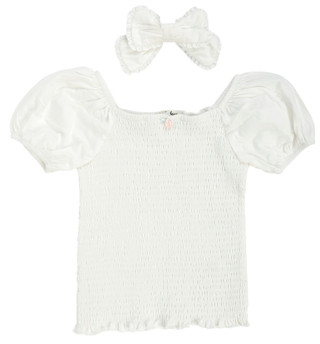 Thumbnail 1: Derek Heart Girl's Puff Sleeve Smock Top Set 