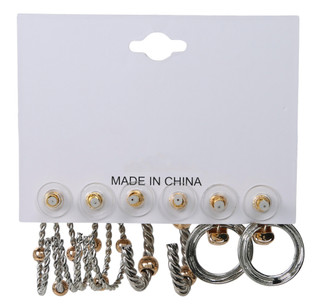 Thumbnail 2: Noir 3 Pk Two Tone Earrings 