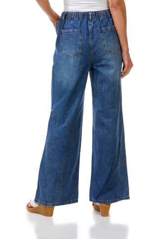 Thumbnail 3: GOGO JEANS Junior's Pull On Wide Leg Drawstring Jeans 