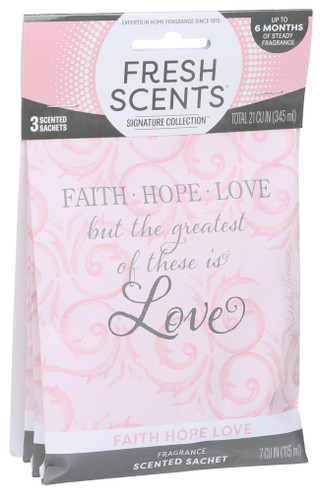 Thumbnail 1: FRESH SCENTS 3 Pk Faith Hope Love Scent Sachets 
