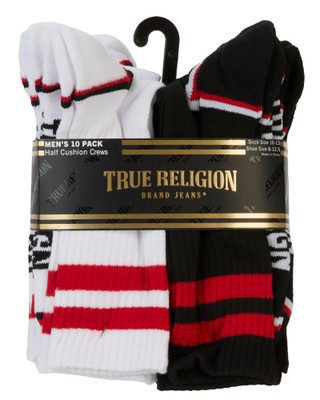 Thumbnail 1: True Religion Men's 10 Pk Half Cushion Crew Socks  