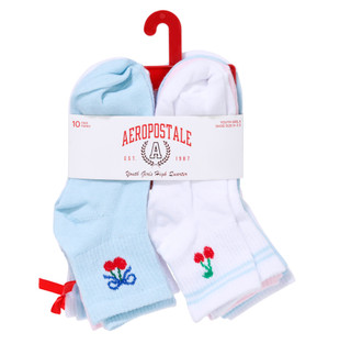 Thumbnail 1: Aeropostale Girls 10 Pk High Quarter Socks  