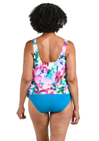 Thumbnail 4: Maxine of Hollywood Womens Spring Bouquet Banded Blouson Tankini Top 