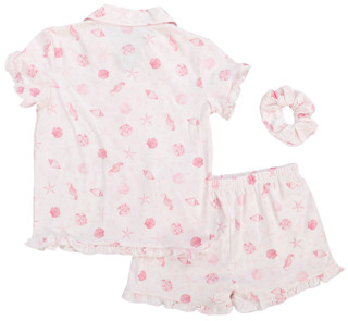 Thumbnail 2: Laura Ashley Girl's 3 Pc Short Sleeve Seashell Sleep Set 