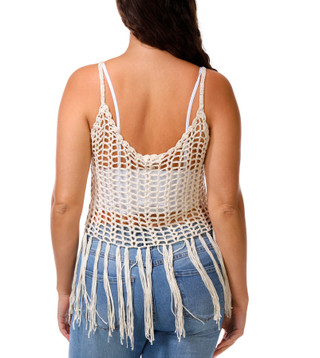 Thumbnail 3: Rebellion Again Juniors Crochet Fringe Tank Top 