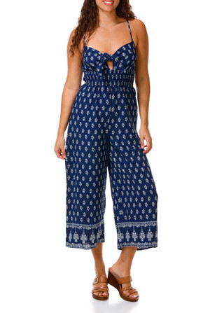 Thumbnail 1: Inspired Hearts Juniors Sleeveless Border Print Jumpsuit 