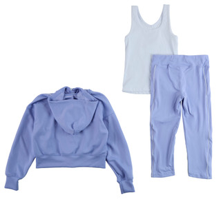 Thumbnail 2: 90 Degree Big Girl's 3 Pc Full Zip Tank Capri Set 
