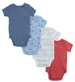 Thumbnail 2: Lucky Brand Baby Boy's 4 Pc Short Sleeve Lucky Onesie Set 