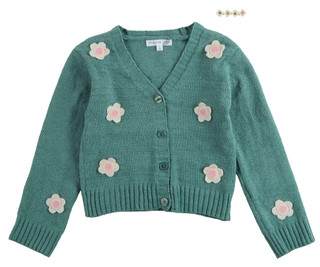 Thumbnail 1: Btween Big Girls Long Sleeve Floral Cardigan with Hair Clip 