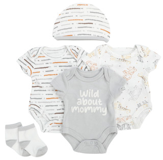 Thumbnail 1: Baby Essentials Baby Boys 5 Pc Creeper Set 