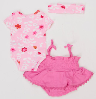 Thumbnail 2: Little Chickadees Baby Girls 3 Pc Shorts Set  