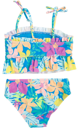 Thumbnail 2: Breaking Waves Girl's 2 Pc Tropical Peplum Bikini 
