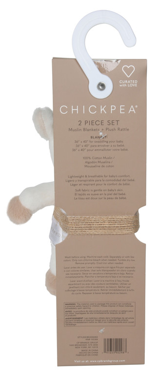 Thumbnail 2: Chick Pea 2-Piece Muslin Blanket & Plush Lamb Set 