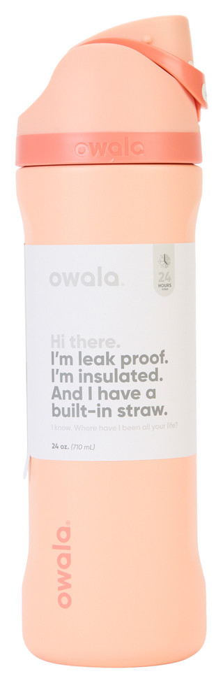 Thumbnail 1: OWALA FreeSip 24 oz Shy Peach Water Bottle  