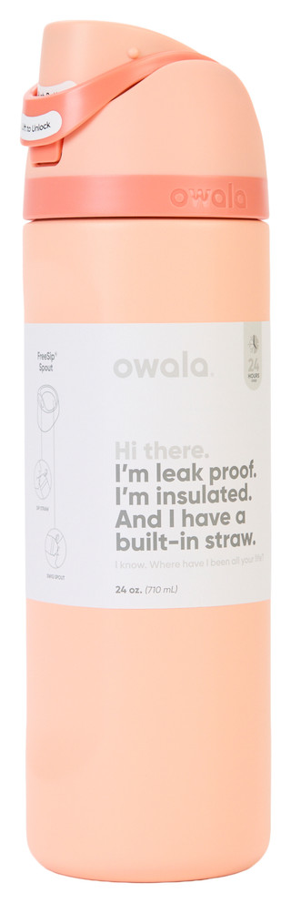 Thumbnail 2: OWALA FreeSip 24 oz Shy Peach Water Bottle  
