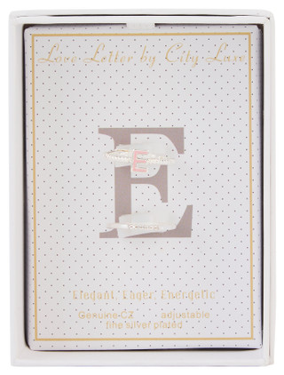 Thumbnail 1: City by City 2 Pc Silver Plated E Initial Ring Set 