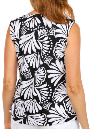 Thumbnail 3: Zac & Rachel Women's Sleeveless Printed Pleated Neck Top 