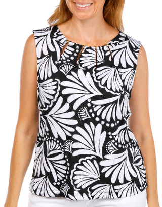 Thumbnail 1: Zac & Rachel Women's Sleeveless Printed Pleated Neck Top 