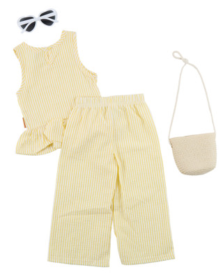 Thumbnail 3: Lila & Jack 4 Pc Toddler Girls Sleeveless Seersucker Lemon Top Pant Set 