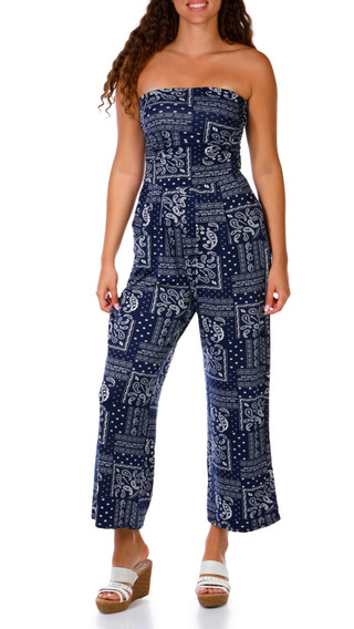 Thumbnail 3: Heart & Hips Juniors Tropical Tube Top Palazzo Jumpsuit 