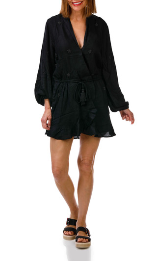 Thumbnail 1: SURF GYPSY Women's Long Sleeve Beaded Star Mini Dress  