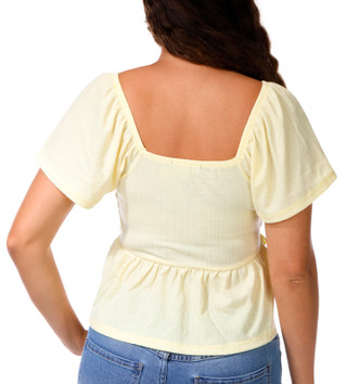 Thumbnail 3: DISCREET Juniors Short Sleeve Pointelle Smock Bust Babydoll Top 