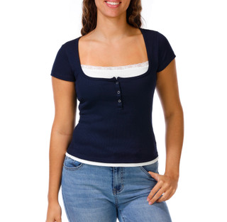 Thumbnail 1: Madden Girl Juniors Double Ribbed Tee  