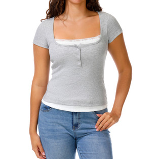Thumbnail 1: Madden Girl Juniors Double Ribbed Tee  