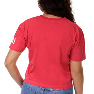 Thumbnail 2: Vintage threadz Juniors Distressed USA Flag Boxy Crop Tee 