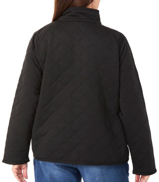 Thumbnail 2: Onque Casual Women's Plus Long Sleeve Big Diamond Quilted Zip Up Jacket 