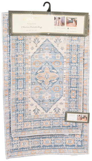Thumbnail 1: AVA Olivia Blue Rug Set - 2 Piece 