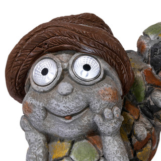 Thumbnail 1: Sagebrook Home 15in Caterpillar Solar Eyes Gray 