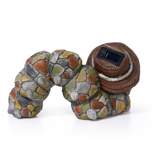 Thumbnail 2: Sagebrook Home 15in Caterpillar Solar Eyes Gray 