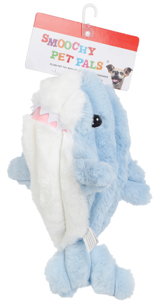 Thumbnail 1: Smoochy Pet Pals 12 In Plush Ultra Soft Shark Squeaker Crinkle Pet Toy 