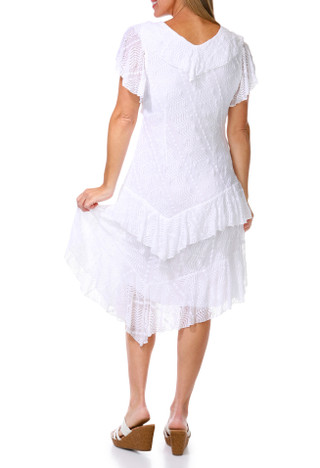 Thumbnail 4: Rabbit Rabbit Women's Stretch Lace Hanky Hem Midi Dress 