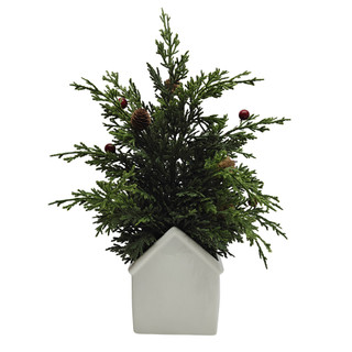 Thumbnail 4: Magical Season 17 In Mini Cedar Christmas Tree in Ceramic House Planter 