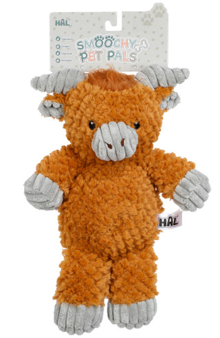 Thumbnail 2: Smoochy Pet Pals 12 In Plush Ultra Soft Highland Cow Squeaker Crinkle Dog Toy 