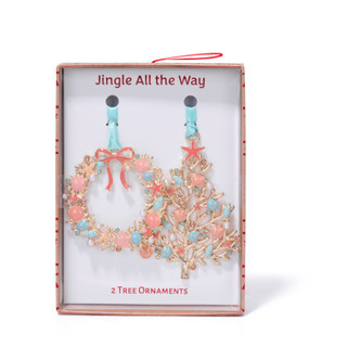Thumbnail 1: Jingle All The Way 2 Pc Coastal Christmas Tree And Wreath Ornaments  