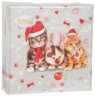 Thumbnail 2: Boston International 40 Ct Christmas Kittens Napkins  