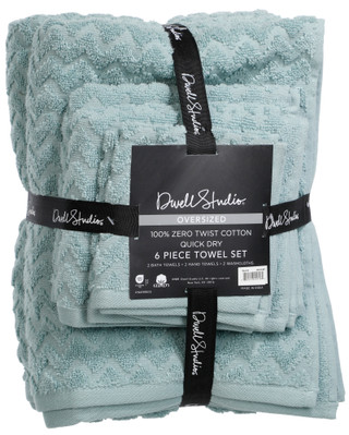Thumbnail 1: DWELL 6 Pc Cotton Chevron Bath Towel Set 
