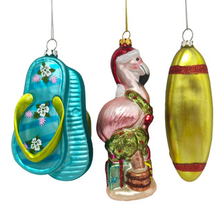 Thumbnail 2: Magical Season Coastal Beach Glass Ornament Set - 3 Piece 
