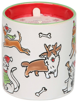 Thumbnail 2: INHOMESTYLEZ 7.5 oz Christmas Morning Scented Pet Print Stoneware Candle 