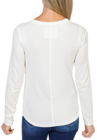 Thumbnail 2: BUNULU Women's Long Sleeve Ribbed Henley Solid Top  