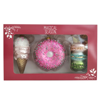 Thumbnail 1: Magical Season Sweet Treats Glass Ornament Set - 3 Piece 