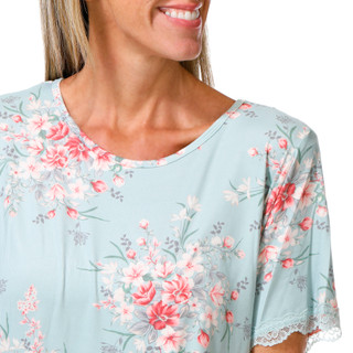 Thumbnail 2: FLORA Women's Short Sleeve Floral Sleep Shirt  
